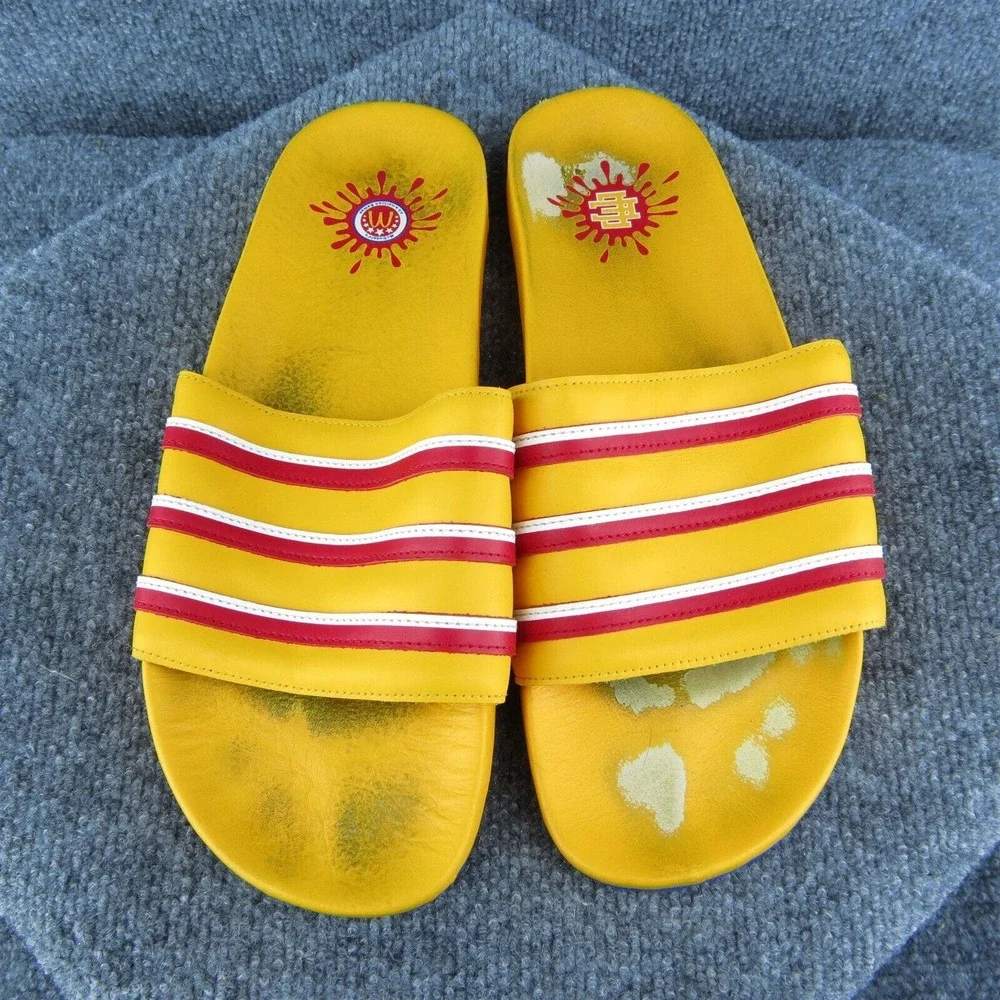 adidas McDonalds Eric Emanuel Men Slide Sandals Yellow Synthetic Slip On Size 12